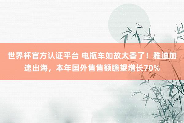 世界杯官方認證平臺 電瓶車如故太香了！雅迪加速出海，本年國外售售額瞻望增長70%