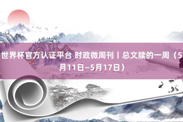 世界杯官方認(rèn)證平臺(tái) 時(shí)政微周刊丨總文牘的一周（5月11日—5月17日）