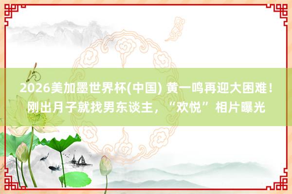 2026美加墨世界杯(中國) 黃一鳴再迎大困難！剛出月子就找男東談主，“歡悅” 相片曝光