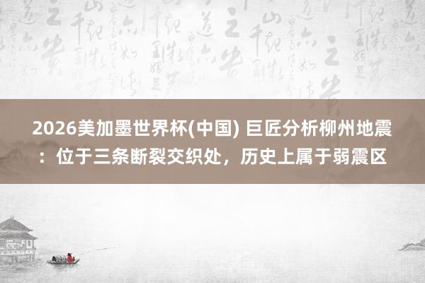 2026美加墨世界杯(中國) 巨匠分析柳州地震：位于三條斷裂交織處，歷史上屬于弱震區(qū)