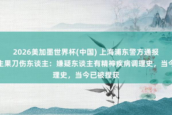2026美加墨世界杯(中國) 上海浦東警方通報一須眉持生果刀傷東談主：嫌疑東談主有精神疾病調理史，當今已被捏獲