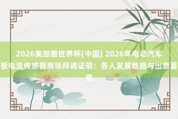 2026美加墨世界杯(中國) 2026年電動(dòng)汽車電板電流傳感器商場拜謁證明：各人發(fā)展數(shù)據(jù)與出息蓄意