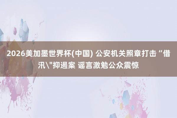 2026美加墨世界杯(中國(guó)) 公安機(jī)關(guān)照章打擊“借汛＂抑遏案 謠言激勉公眾震驚