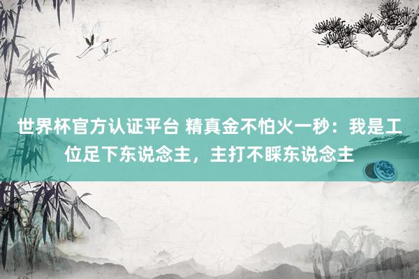 世界杯官方認證平臺 精真金不怕火一秒：我是工位足下東說念主，主打不睬東說念主
