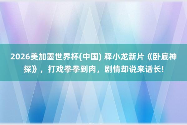 2026美加墨世界杯(中國) 釋小龍新片《臥底神探》，打戲拳拳到肉，劇情卻說來話長!